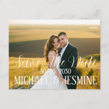 Hand Lettered Script Photo Save the Date Postcard