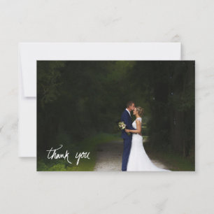 Hand Lettered Script & Photo Wedding Thank You Card