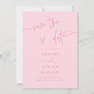 Hand Lettered Script Pink Wedding Save The Date