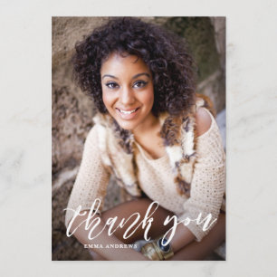 Hand Lettered Script Vertical Graduation Thank You Card