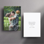 Hand Lettered Script Wedding Photo Thank You Card<br><div class="desc">White modern calligraphy thank you photo card.This will be perfect for weddings,  graduations,  anniversaries and similar events.</div>