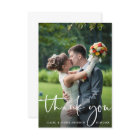 Hand Lettered Script Wedding Photo Thank You Card