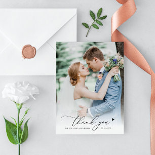 hand lettered script wedding thank you  card