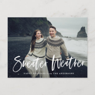 Hand-Lettered Sweater Weather Overlay Photo Postcard