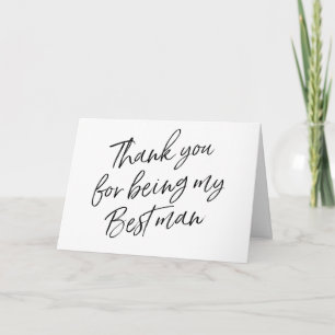 Hand Lettered "Thank you for being my best man" Thank You Card