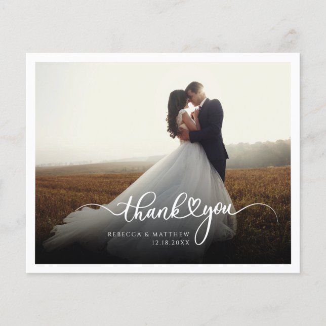 Hand-Lettered Thank You Wedding Photo Budget Card (Front)