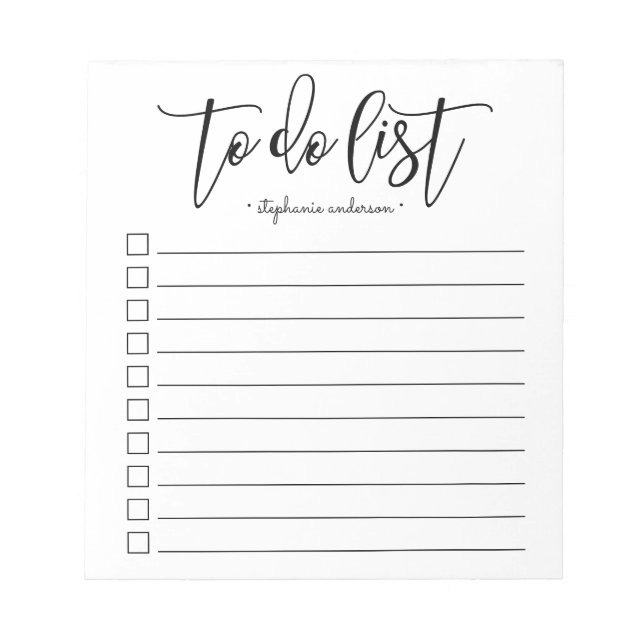 Hand-Lettered To Do List Personalised Notepad (Front)