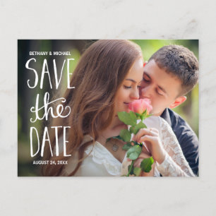 Hand Lettered Typography Photo Save the Date Announcement Postcard