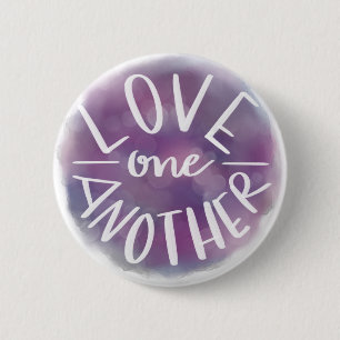 Hand-Lettered Watercolor Bokeh Love One Another 6 Cm Round Badge