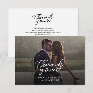 Hand-Lettered Wedding Day Photo Thank You Card