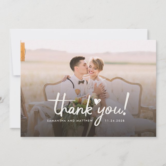 Hand-Lettered Wedding Day Photos Thank You Card (Front)