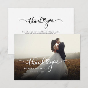 Hand-Lettered Wedding Photo Script Thank You Card