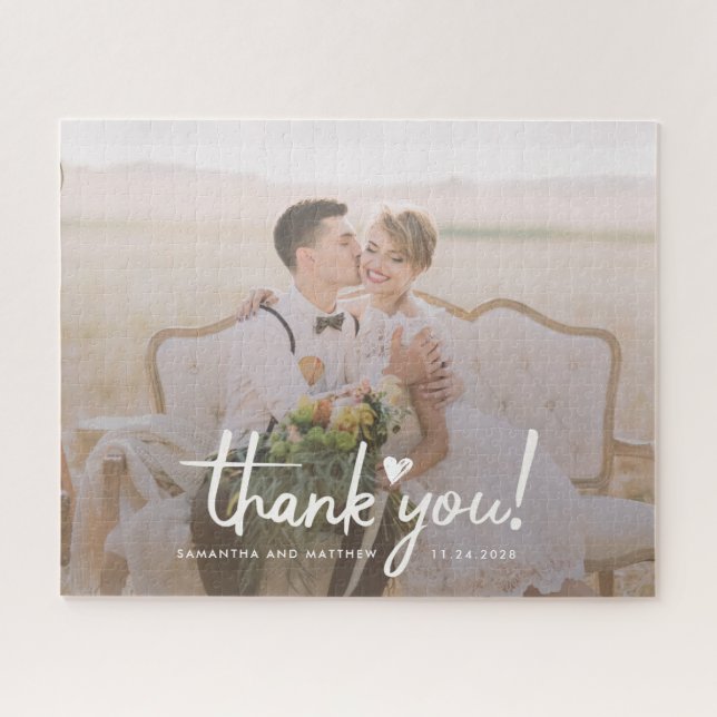 Hand-Lettered Wedding Photo Thank You Bridemaid Jigsaw Puzzle (Horizontal)