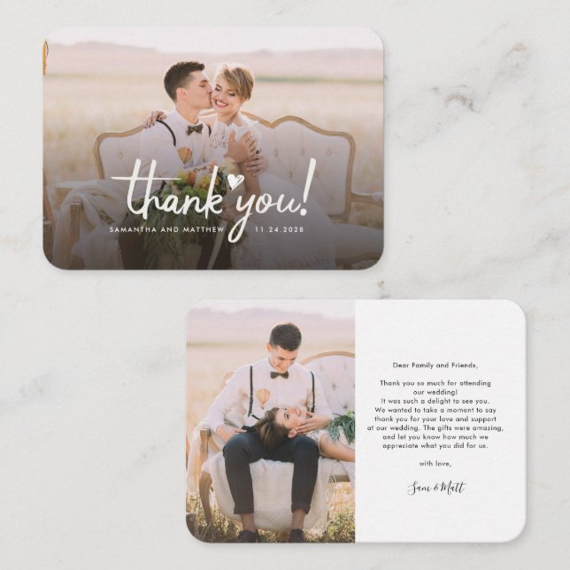 Hand-Lettered Wedding Photos Thank You Card (Front/Back)
