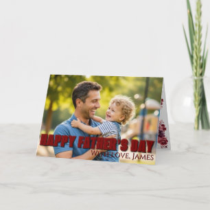 Hand-Lettered White Script Photo Father's Day Card