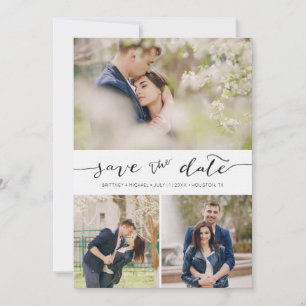 Hand Lettered with Images    Save the Date Card