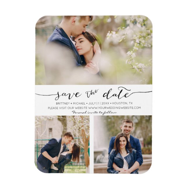 Hand Lettered with Images |  Save the Date Magnet (Vertical)