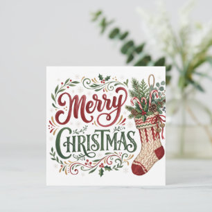 Hand Lettering Christmas Stocking Photo Card