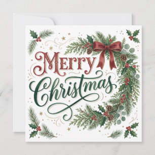 Hand Lettering Christmas Wreath Photo Card