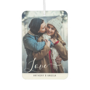 Hand lettering couple photo car air freshener