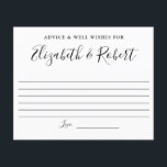 Hand Lettering elegant simple advice well wishes<br><div class="desc">Elegant,  chic,  simple,  modern,  minimalist style wedding advice cards. Features a hand lettering style font that features the names of the bride and groom.</div>