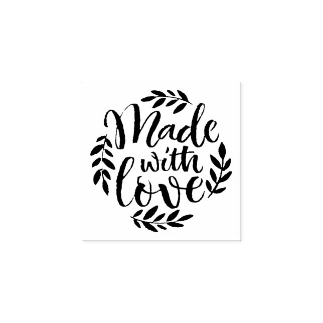 Hand Lettering Made With Love Rustic Leaves Wreath Rubber Stamp (Imprint)