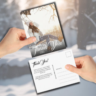 Hand Lettering Photo Graduation Thank You Postcard