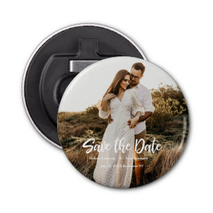 Hand Lettering photo Save the Date Bottle Opener