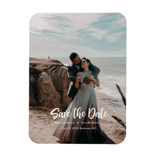 Hand Lettering photo Save the Date Magnet (Vertical)