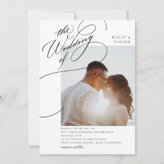 Hand Lettering Photo Wedding Invitation