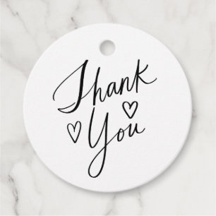 Hand Lettering Thank You with Hearts Wedding Favour Tags
