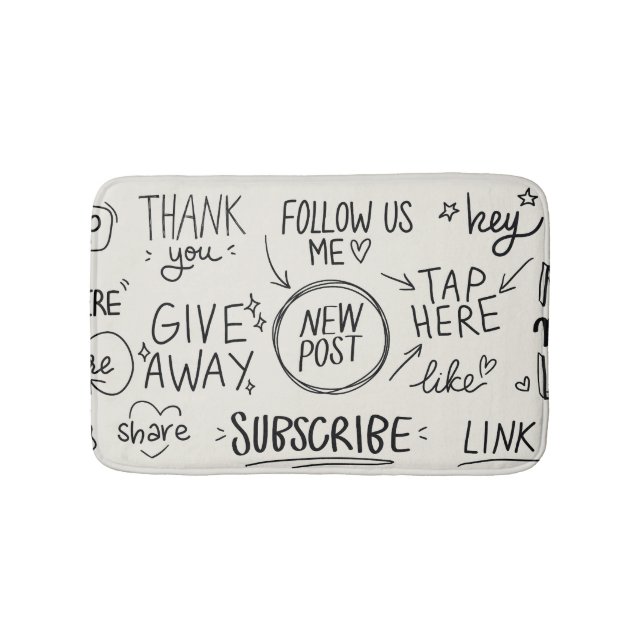 Hand Lettering: Vintage Doodle Set. Bath Mat (Front)