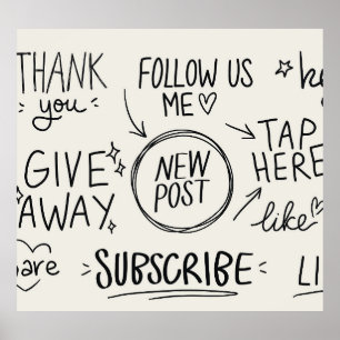 Hand Lettering: Vintage Doodle Set. Poster