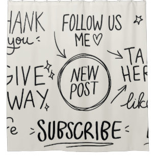 Hand Lettering: Vintage Doodle Set. Shower Curtain