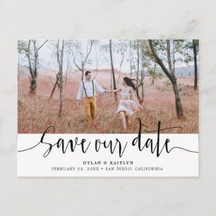 Hand Lettering Wedding Save Our Date Postcard