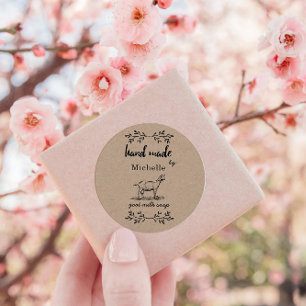 Hand Made By Goat Milk Soap Monogram Classic Round Sticker