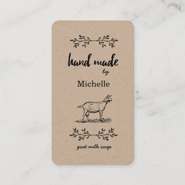 Hand Made By Goat Soap Vintage Business Card (Front)