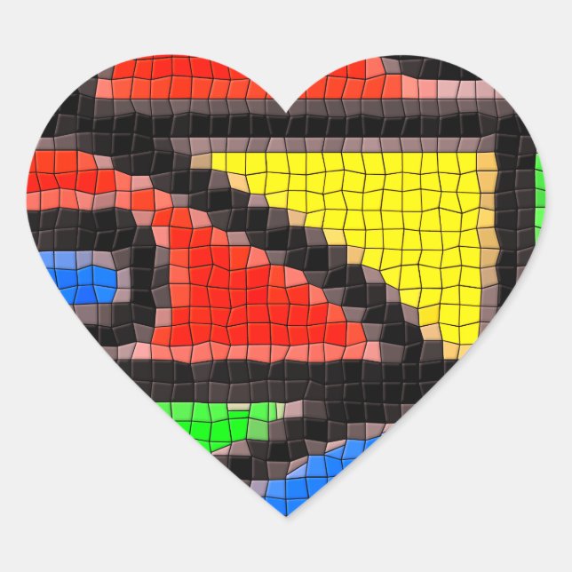 Hand-made mosaic, modern art. heart sticker (Front)