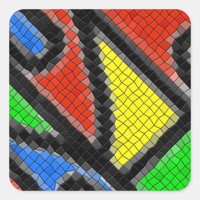 Hand-made mosaic, modern art. square sticker (Front)