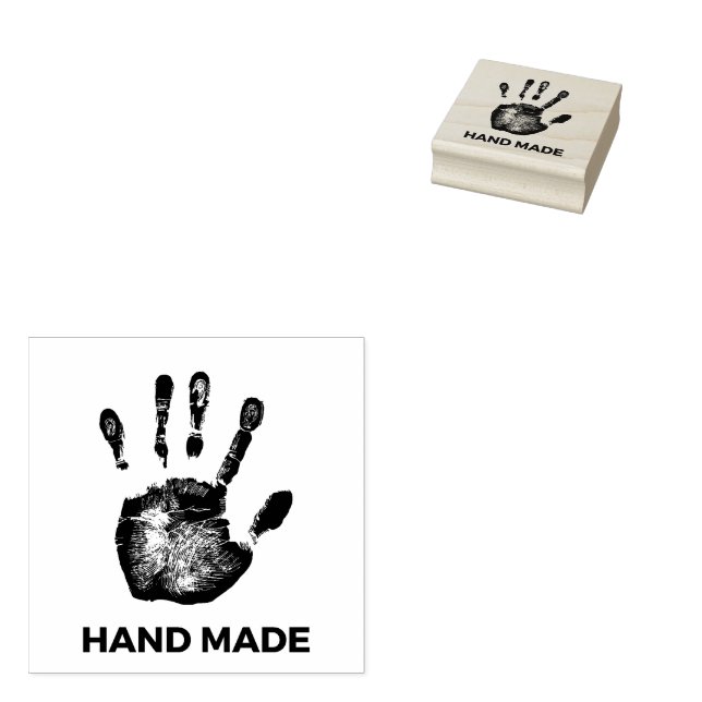 Hand Made Rubber Stamp - Handprint Design (Stamped)