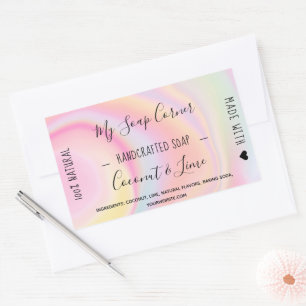 Hand made soap pastel unicorn rainbow marble rectangular sticker