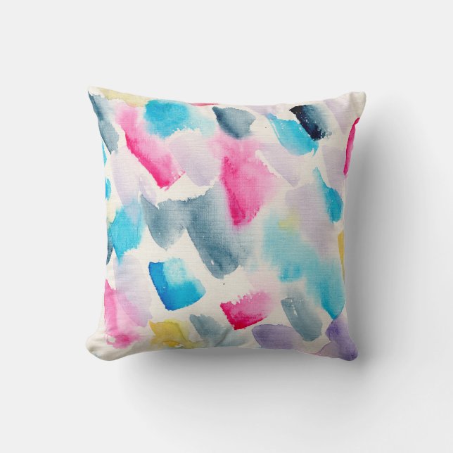hand made watercolor abstract brush strokes backgr cushion (Front)