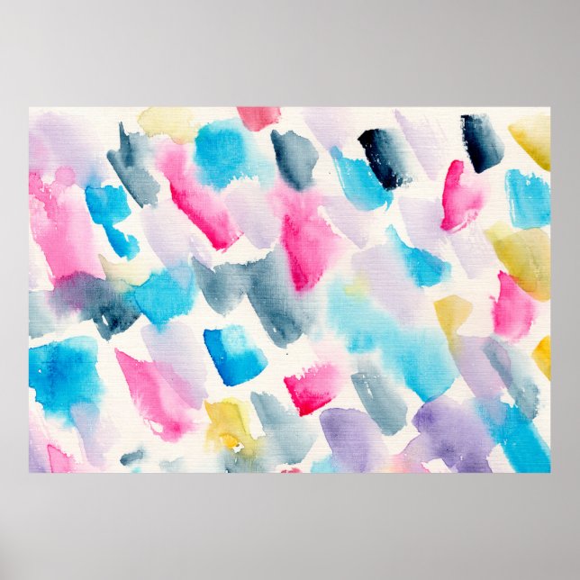 hand made watercolor abstract brush strokes backgr poster (Front)