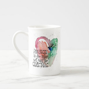 Hand Made Watercolor Heart Prosecco Fun Quote Bone China Mug