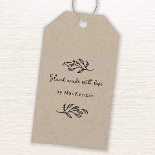 Hand Made With Love Brown Paper Botanical Leaf  Gift Tags