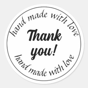 hand made with love classic round sticker