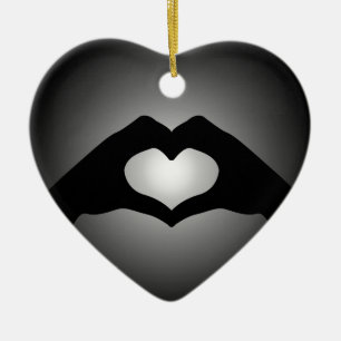 hand making sign Heart Ceramic Tree Decoration