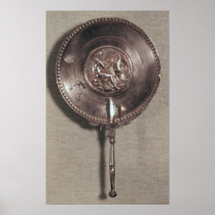 Hand mirror depicting Leda and the swan Poster