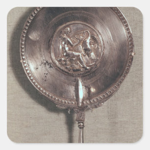 Hand mirror depicting Leda and the swan Square Sticker