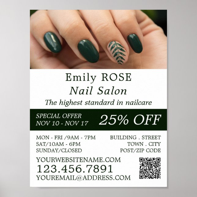 Hand Model, Nail Technician, Nail Salon Advert Poster (Front)